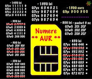 Numere Vip Aur Gold * Numar telefon Platinum * Cartela