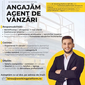 Compania Working Platform WP angajează reprezentant vanzări