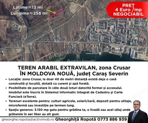 Teren  extravilan Moldova Noua zona Crusar, panoramic Dunare