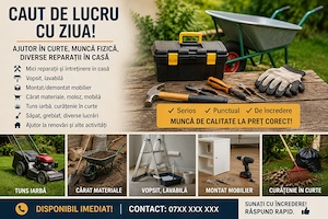 Ofer ajutor la muncă fizică, curte, renovări