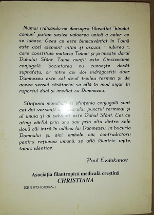 Taina iubirii, Sfințenia unirii conjugale în lumina tradiției ortodoxe, Paul Evdokimov - imagine 3