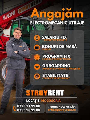 Angajăm Tehnician Electromecanic Utilaje Construcții