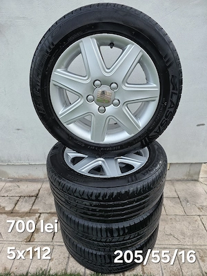 Set 4 jante aliaj 5x112 echipate cu anvelope vara 205/55/16