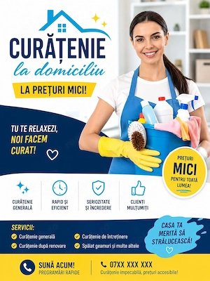 Curățenie la domiciliu clientului la preturi mici, pentru detalii la Nr de telefon 