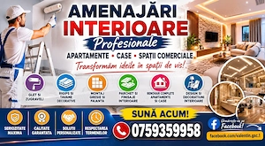 Amenajari interioare profesionale pentru apartamente, case si spatii comerciale