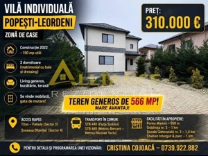 Vila Individuala 566 mp Popesti Mobilata si Utilata