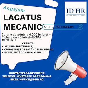 Angajam Lacatus mecanic Operator  montaj