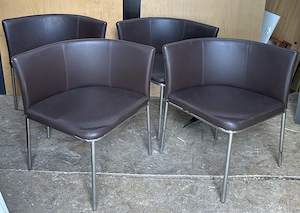 4 buc Scaun Dining; Scaun cu cadru metalic si spatar curbat semiluna