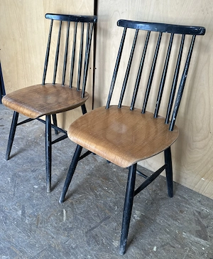 2 buc Scaun Vintage din Stil Fanett; Scaun Lemn Masiv influente scandinave - imagine 3