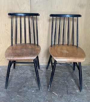 2 buc Scaun Vintage din Stil Fanett; Scaun Lemn Masiv influente scandinave