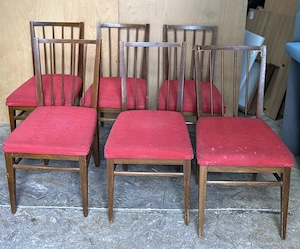 Set 6 Scaune Vintage cu Sezut tapitat; Scaun solid