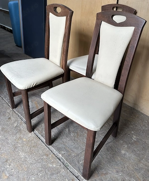 Set 3 Scaune cu cadru din lemn si sezut tapitat; Scaun dining; Scaun bucatarie - imagine 3