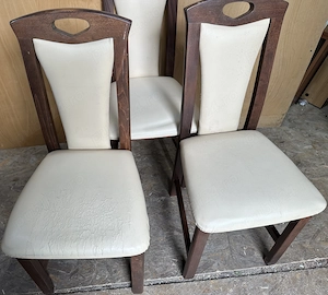 Set 3 Scaune cu cadru din lemn si sezut tapitat; Scaun dining; Scaun bucatarie - imagine 4