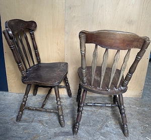 2 buc Scaun Vintage din Lemn Masiv; Scaun fix