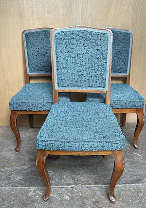 Set 3 Scaune Vintage cu Sezut si spatar tapitat; Scaun fix