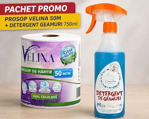 Pachet Promo Prosop Velina 210 Foi 50M + Detergent Geamuri 750ml