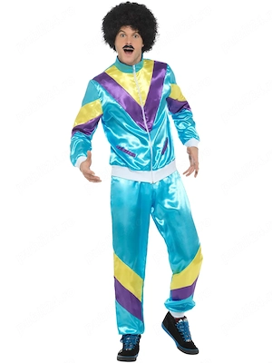 Costum carnaval bărbați Smiffys trening retro anii 80, nou în pungă, cu geacă și pantaloni MARIME M