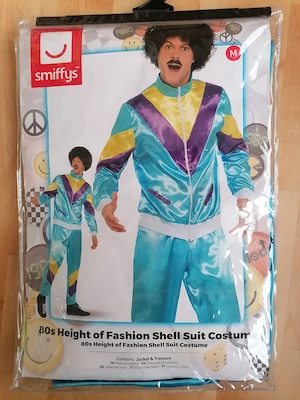 Costum carnaval bărbați Smiffys trening retro anii 80, nou în pungă, cu geacă și pantaloni MARIME M - imagine 2