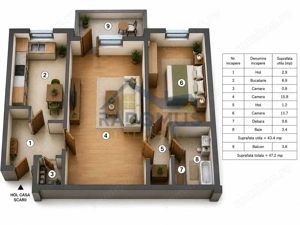 Apartament 2 camere | Renovat complet 2025 | Aer condiționat | An 1965 - imagine 12
