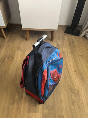 Ghiozdan pe roți - tip troler - Spider-Man, cu mâner telescopic