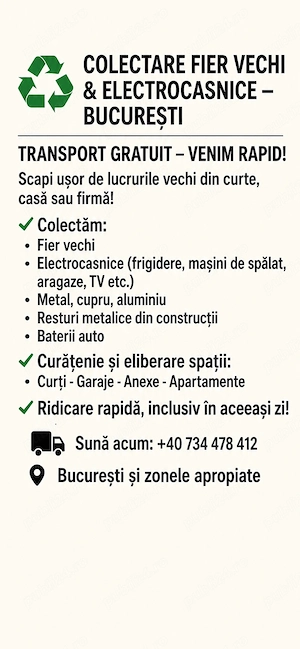 Colectăm Fier Vechi și Electrocasnice 
