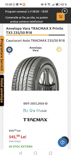 Vând 4 anvelope Vara TRACMAX X Privilo TX3 235/50 R18 101Y Extra Load