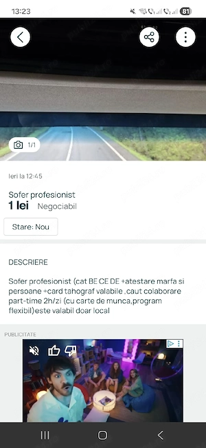 șofer profesionist  cat BE CE DE
