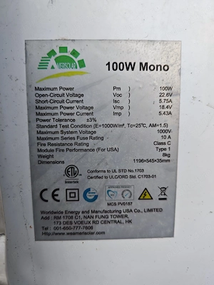 Panou solar fotovoltaic Monocristalin 100 W