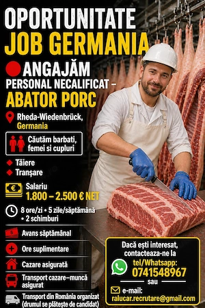 Angajam personal pentru abator in Germania