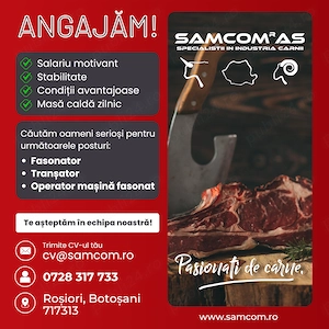 Angajam Fasonator, Transator, Operator masina fasonat