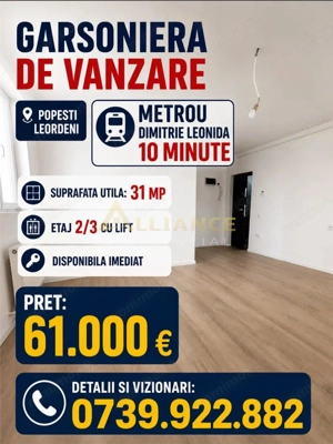Garsoniera Metrou Dimitrie Leonida Gata de Mutare + Parcare