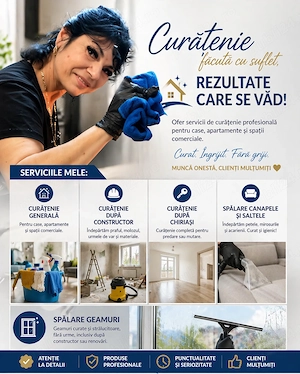 Curatenie la domiciliu, curatenie după renovare, curatenie generală după chiriași,spălare canapele 
