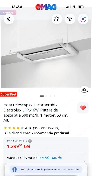 Vând hota incorporabila Electrolux