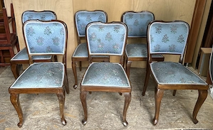 Set 6 Scaune Vintage Stil; Scaune tapitate cu cadru din lemn 