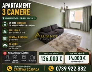 Sector 4 Viva Residence Apartament 3 camere Mobilat