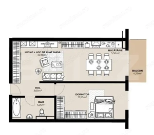 Apartament 2 camere, Etaj 6, 52,75 mp, Balcon, Cesiune, Marasti