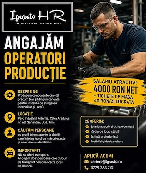 Igrasto HR Angajeaza operator productie in Sanandrei