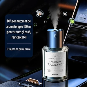 Difuzor Odorizant Auto Portabil 160ml – 5 Moduri, USB, Silențios, Lumină Ambientală  