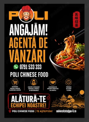 Angajam agenta de vanzari POLI Chinese Street Food