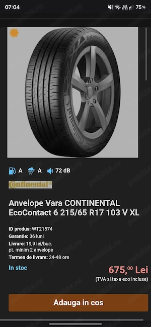 Anvelope continental sezon vara 215 65 17