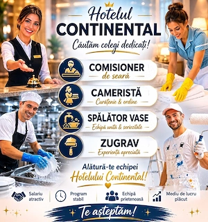 Hotel Continental Forum Oradea angajează. Salarii atractive și program stabil