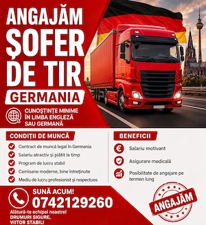 Angajăm șoferi de camion în Germania. 