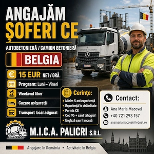 Angajăm șoferi CE autobetonieră pentru Belgia