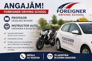 Angajăm Instructor Auto Cat. A B și Profesor Legislatie
