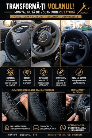 Montaj Husă Volan prin Cusătură – Aspect Premium OEM