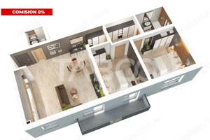 De vanzare 73mp 3 camere 2 bai decomandate balcon 7mp Doamna Stanca