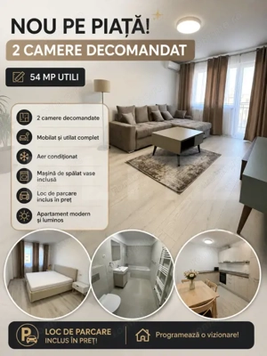 Apartament 2 camere decomandat de vânzare | Mobilat și utilat | Parcare inclusa