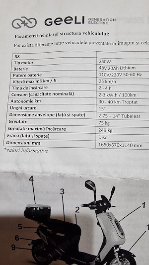 Scuter electric R8, 20Ah, Li-Ion, 45 km h, Alb  - imagine 4