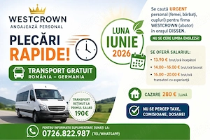 Se cauta urgent personal(femei barbati cupluri) pentru firma Westcrown (abator) in orasul DISSEN. 