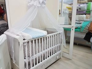Pătuț bebe+ saltea+așternut protecție bebe...